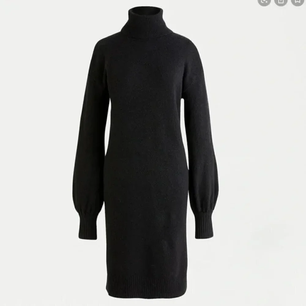 JCrew Black Turtle Neck sweater Dress in Super soft yarn M